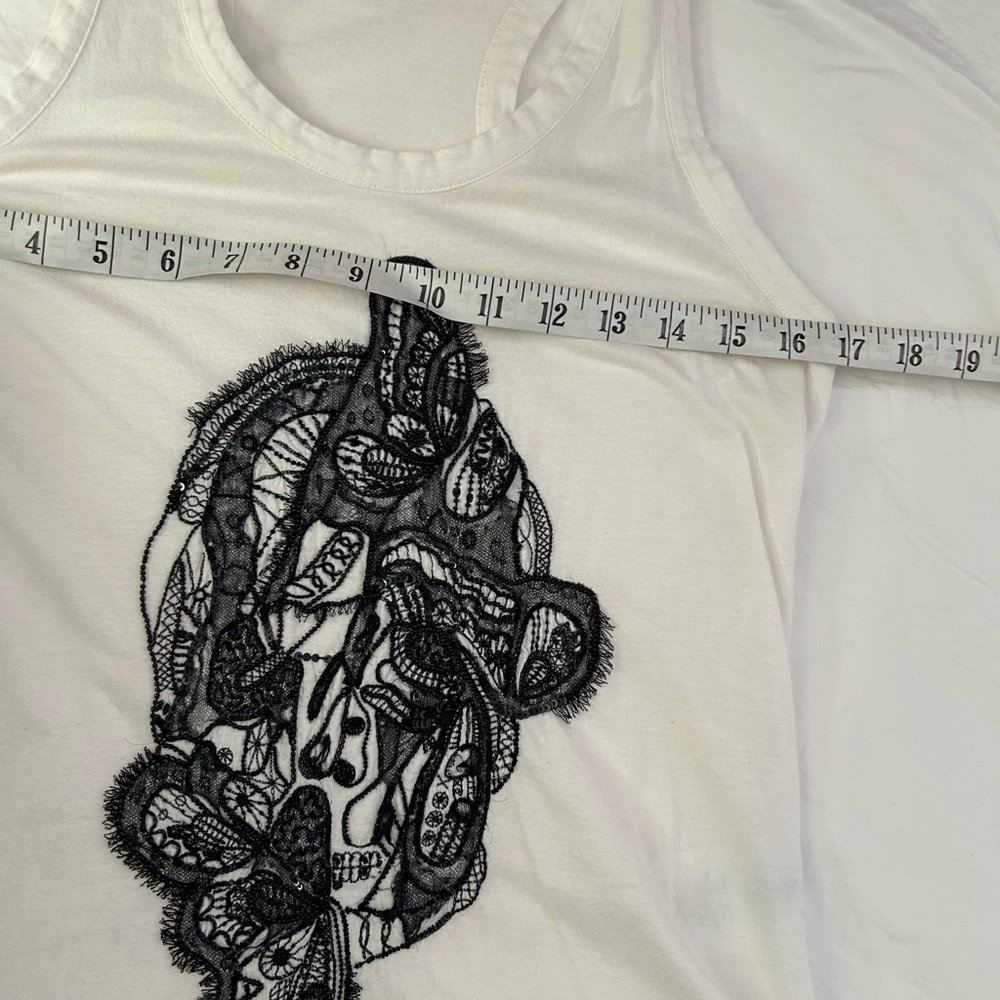 ALEXANDER MCQUEEN Skull Tank Top Beaded Lace White Black 38 - Picture 12 of 15